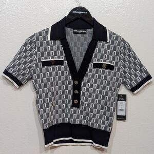 Karl Lagerfeld Indigo and Soft White Polo